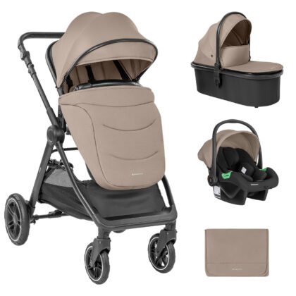 Комбинирана количка 3в1 с кош за новородено Ava Beige