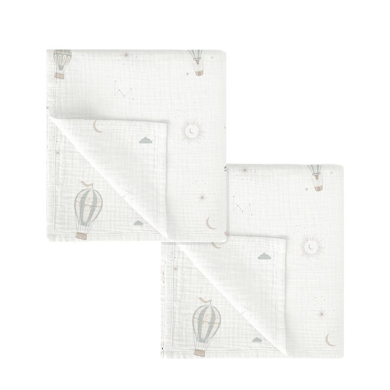 Муселинови пелени 2бр Blue Sky 60x60 White/Green