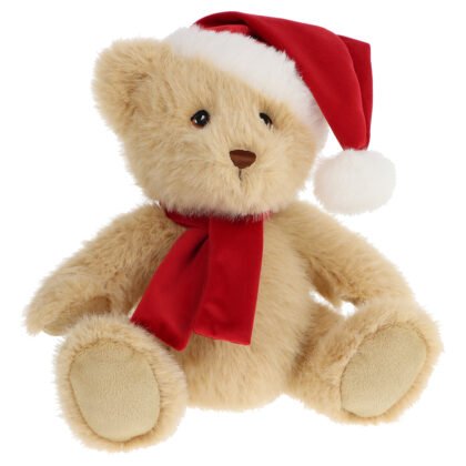 Keeleco Christmas, Плюшено коледно мече с шапка и шал, 20 см