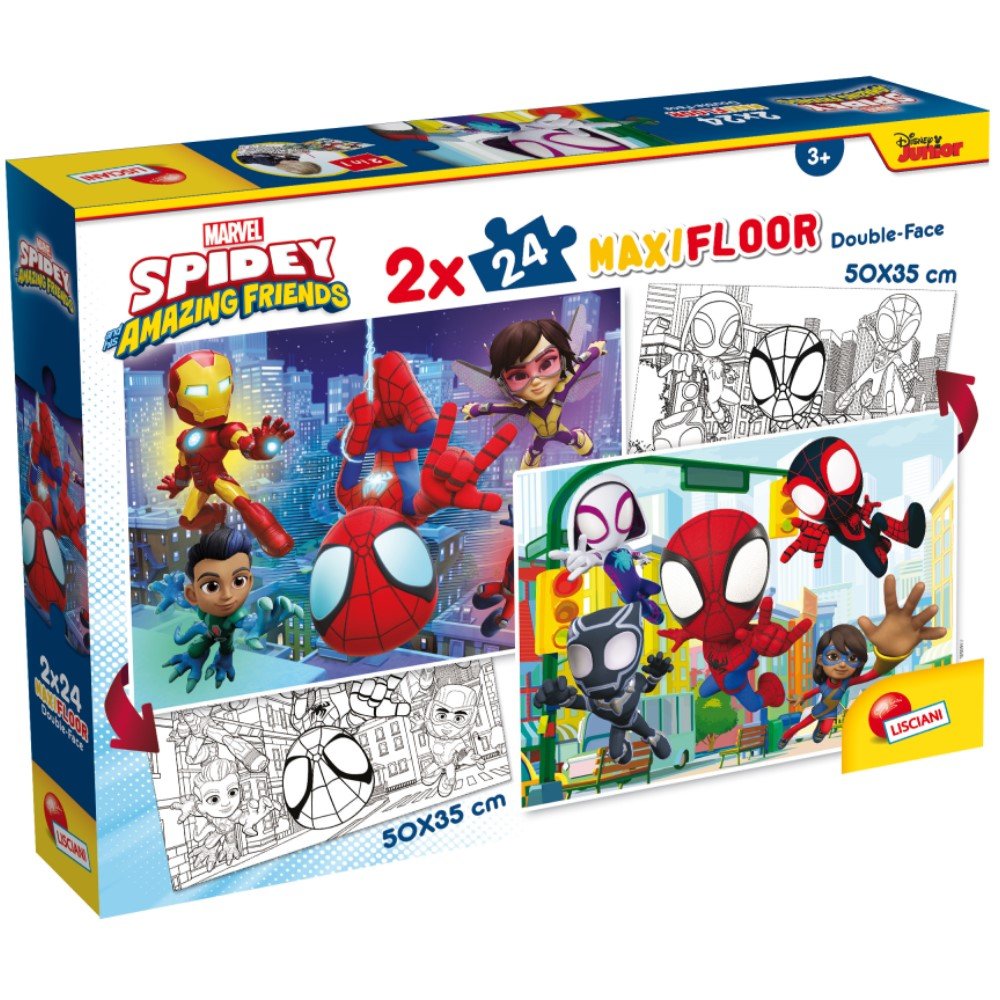 Marvel Двустранен Пъзел Maxi Floor 2x24 ч.Spidey
