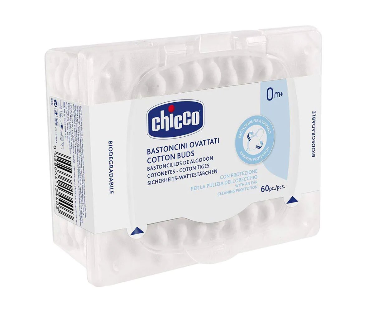 Chicco Cosm-Клечки за уши с ограничител 60 бр.