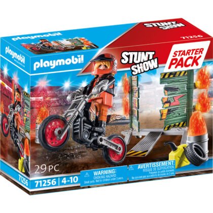 Playmobil - Стартов пакет Stuntshow Motorbike с противопожарна стена