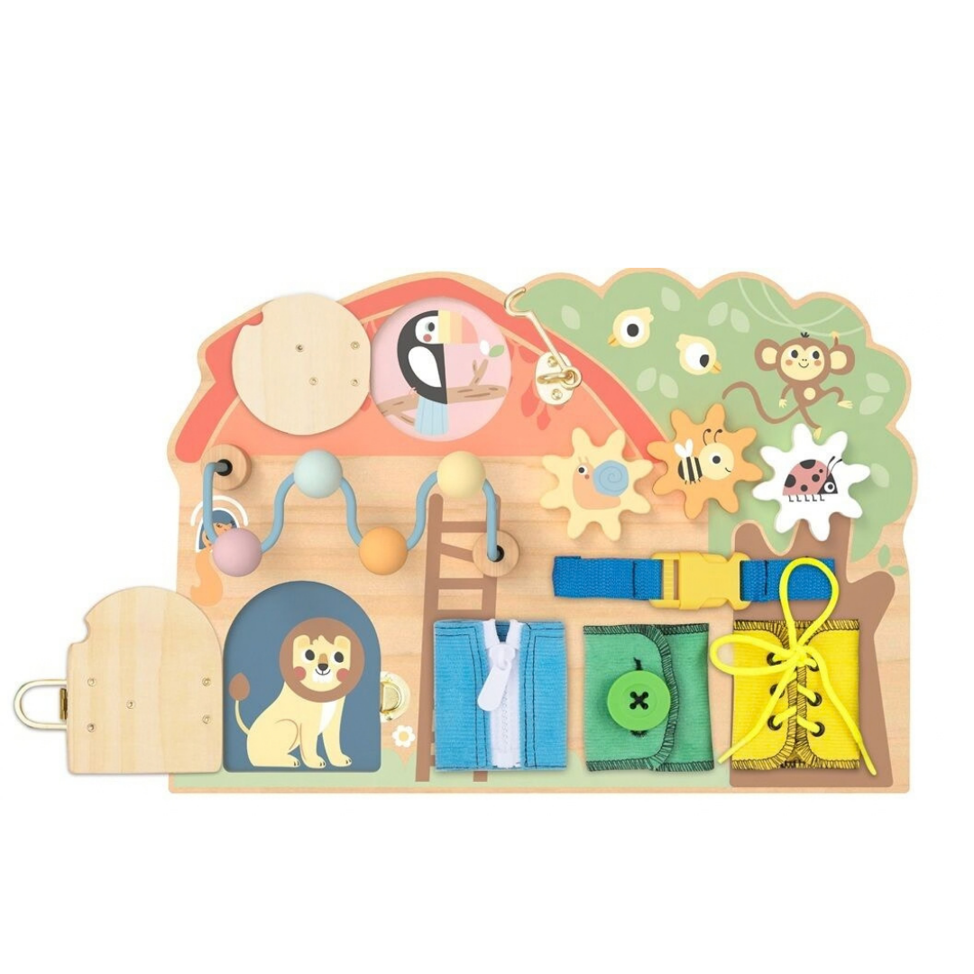 2Kids Toys Дървена занимателна дъска/ бизи борд Монтесори Animal House