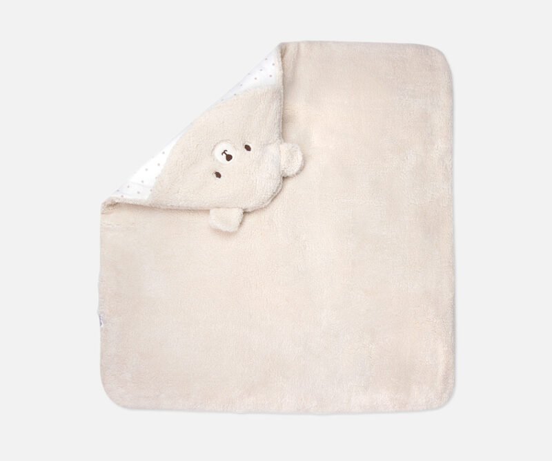 Bebetto-Двулицево бебешко одеяло с качулка Teddy/26 B889E, унисекс, 85×90 см.