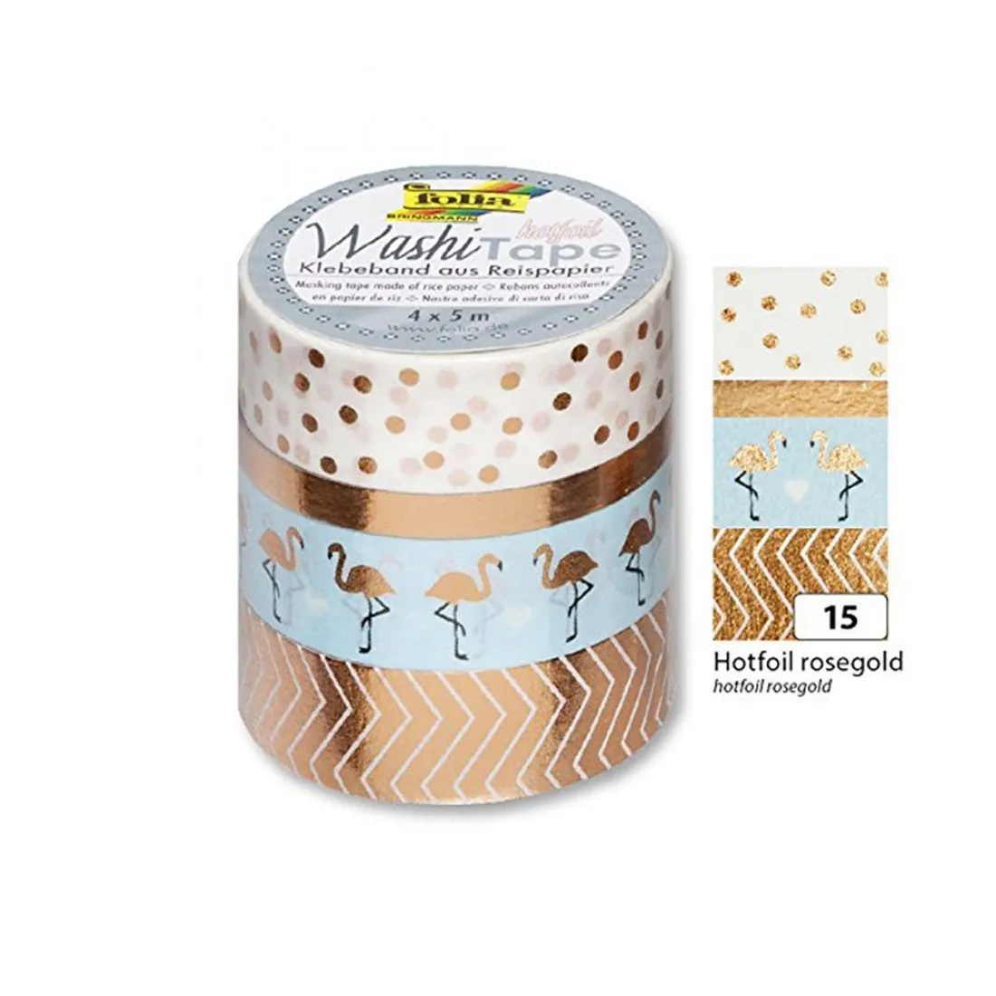 Комплект лепенки за декорации, WASHI TAPE, Злато, 3 бр.