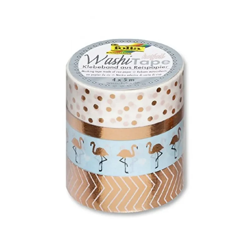 Комплект лепенки за декорации, Washi Tape, Злато, 3 бр.